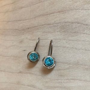 Genuine sterling silver and aquamarine dangly earrings